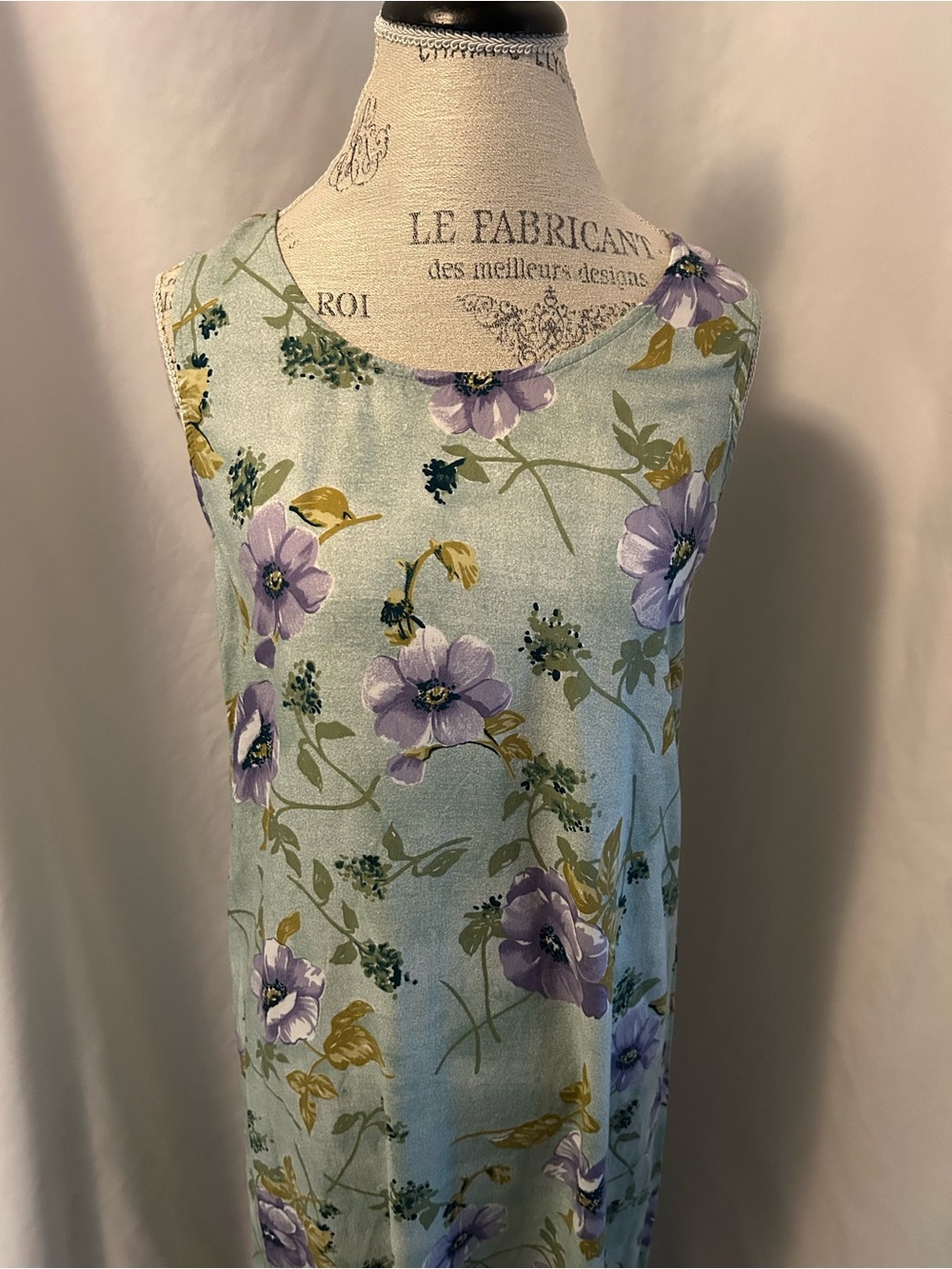 Floral Sleeveless Women’s Summer Maxi Dress in Light Green and Lavender